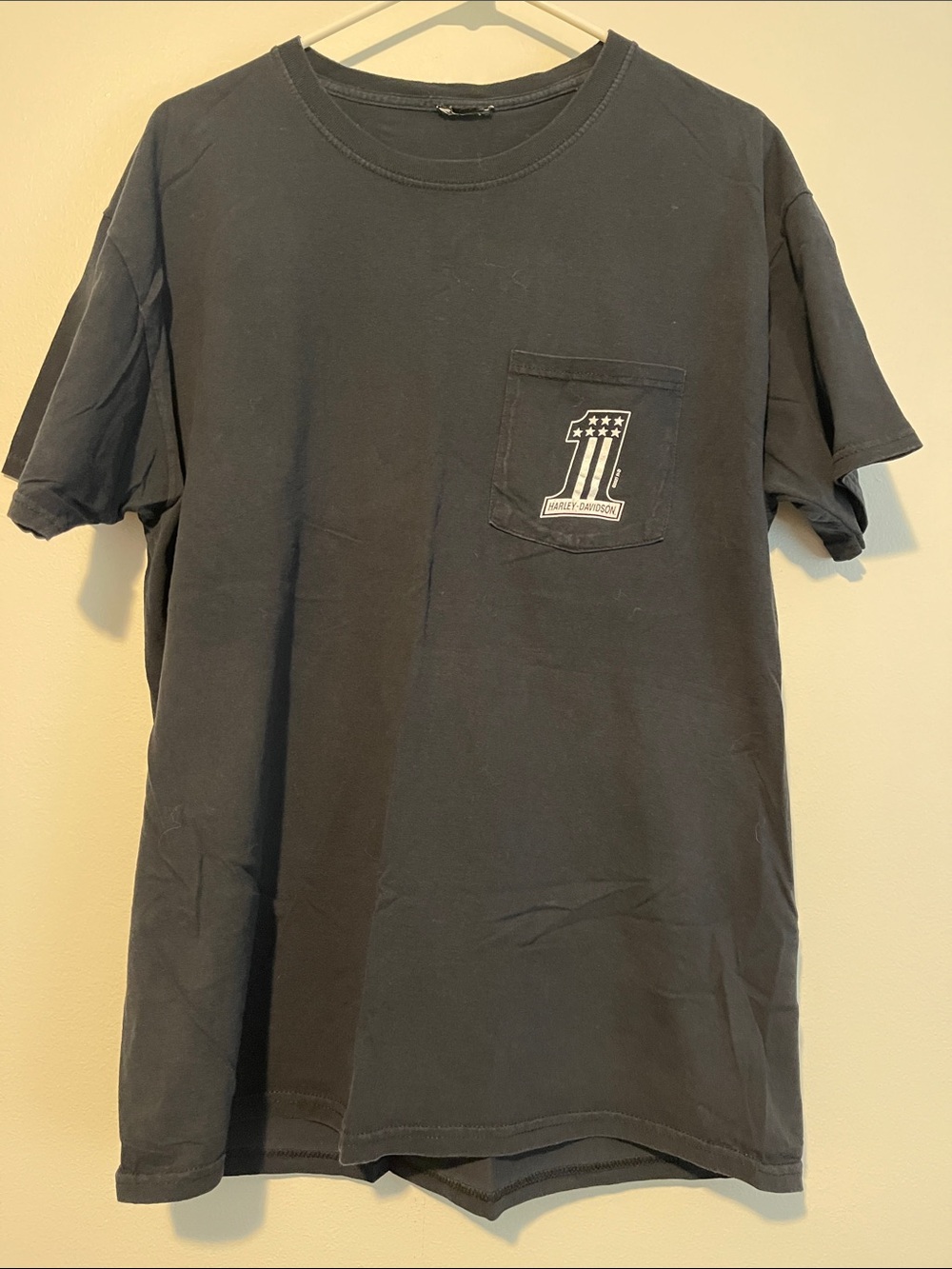 Harley-Davidson Black Short Sleeve Pocket Tee with Number 1 Logo